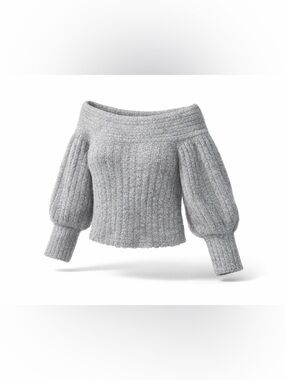 New with Tag! Pilcro Anthropologie Off-Shoulder Soft Knit Sweater Light Gray L